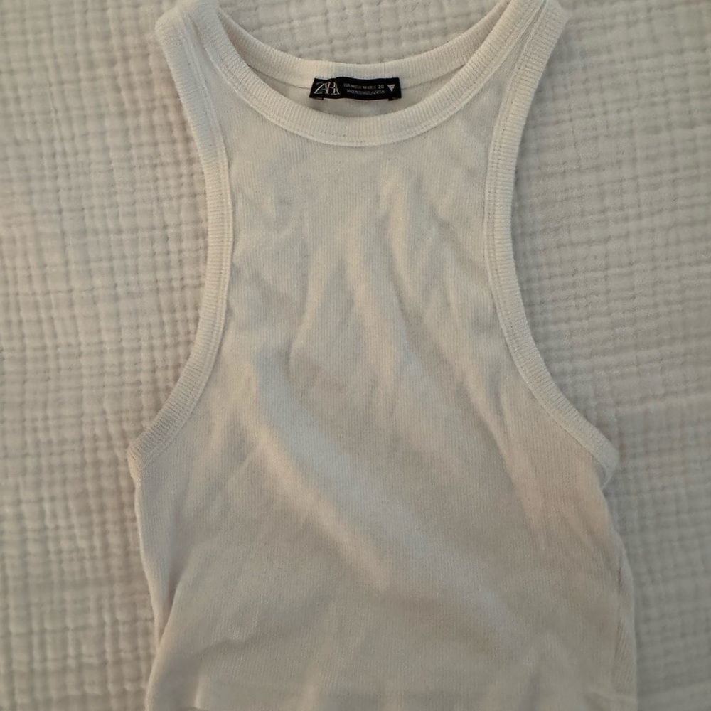 Zara White Racerback Crop Top